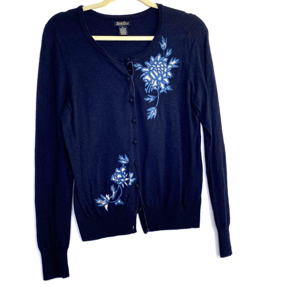 Lucky Brand Sweaters - Lucky Brand Wool Floral Button Cardigan Sz XL